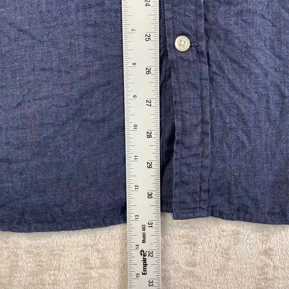 Banana Republic Slim Fit Shirt Men 2XL Blue 100% Linen‎ Short Sleeve Vacation